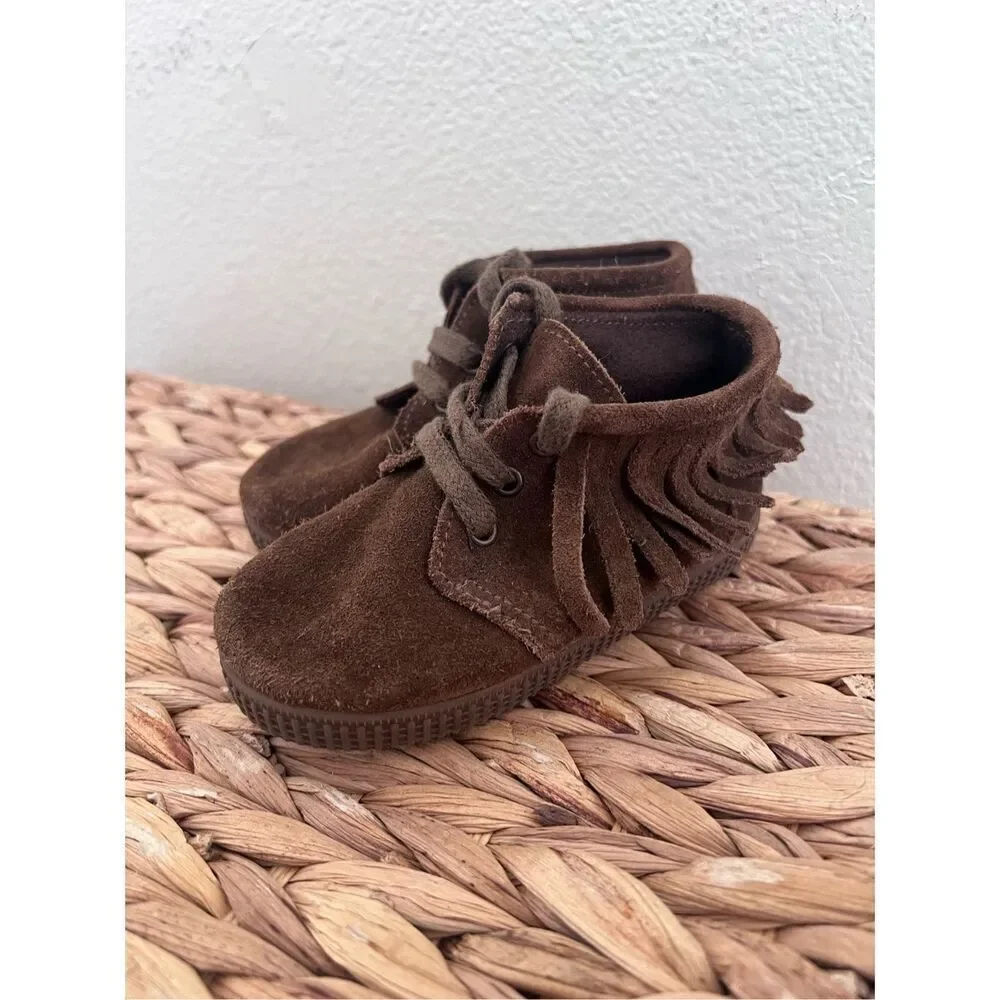 MANGO Fringed Leather Boots size 6